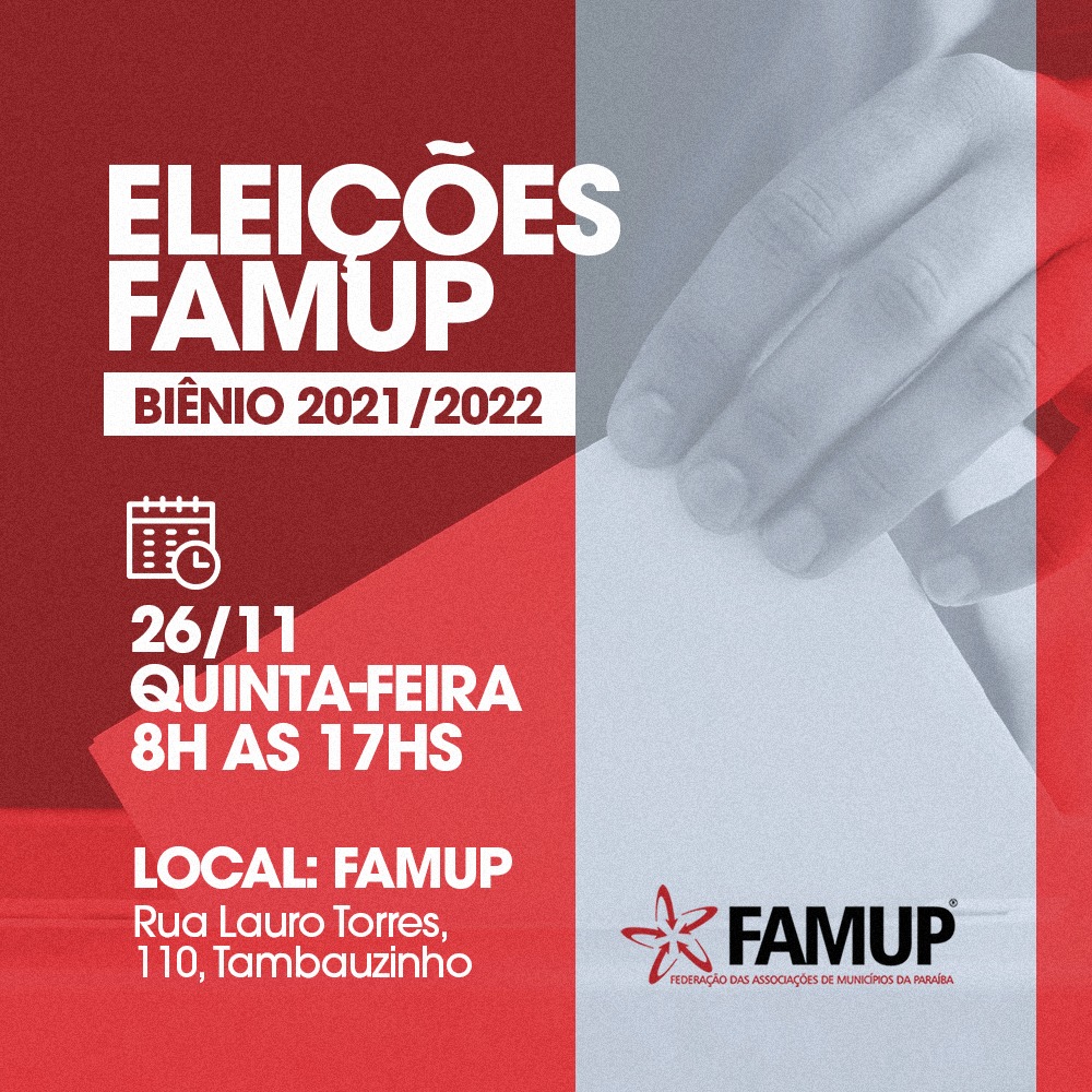 Eleições internas da Famup acontecem nesta quinta-feira em João Pessoa