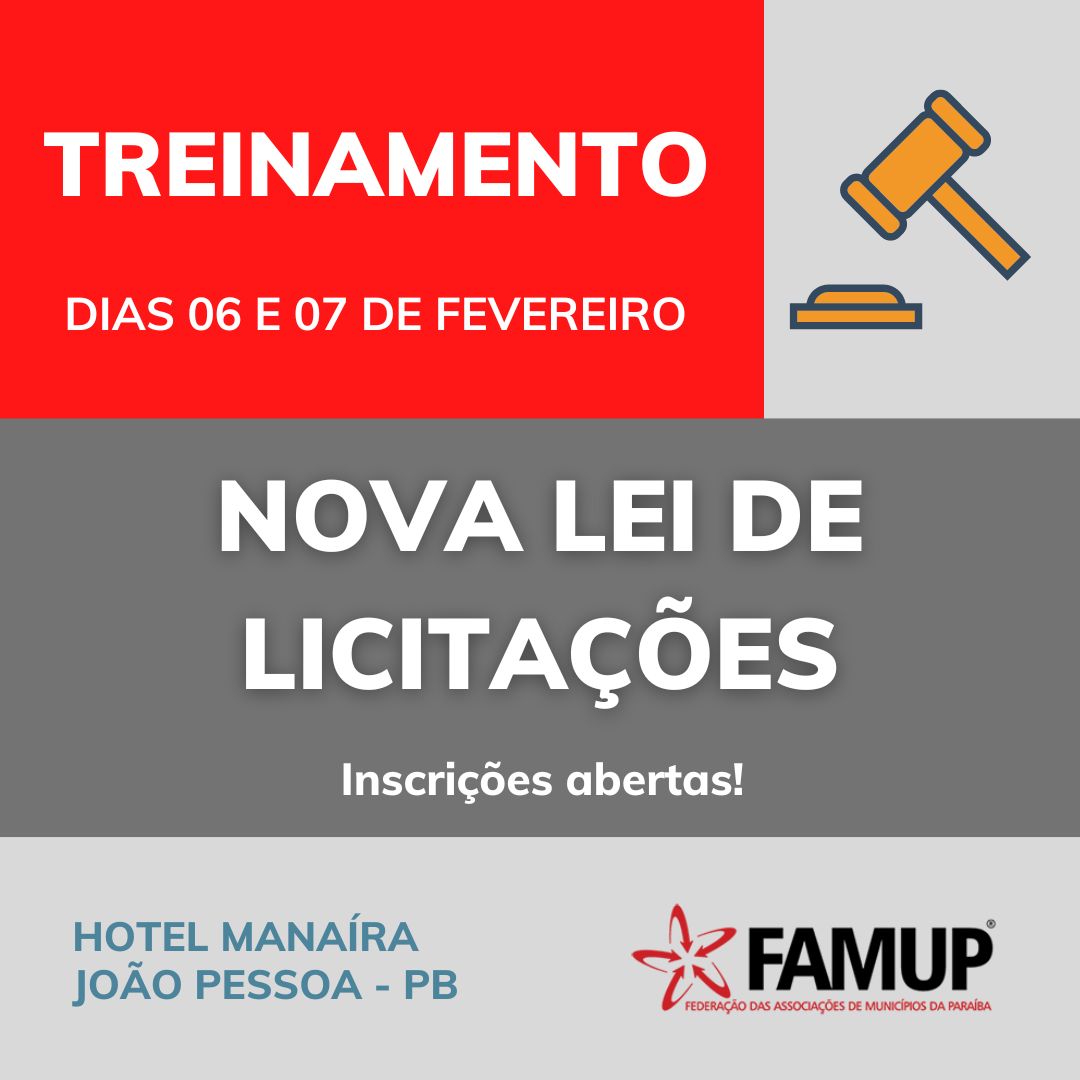 Inscrições abertas para treinamento sobre nova Lei de Licitações promovido pela Famup