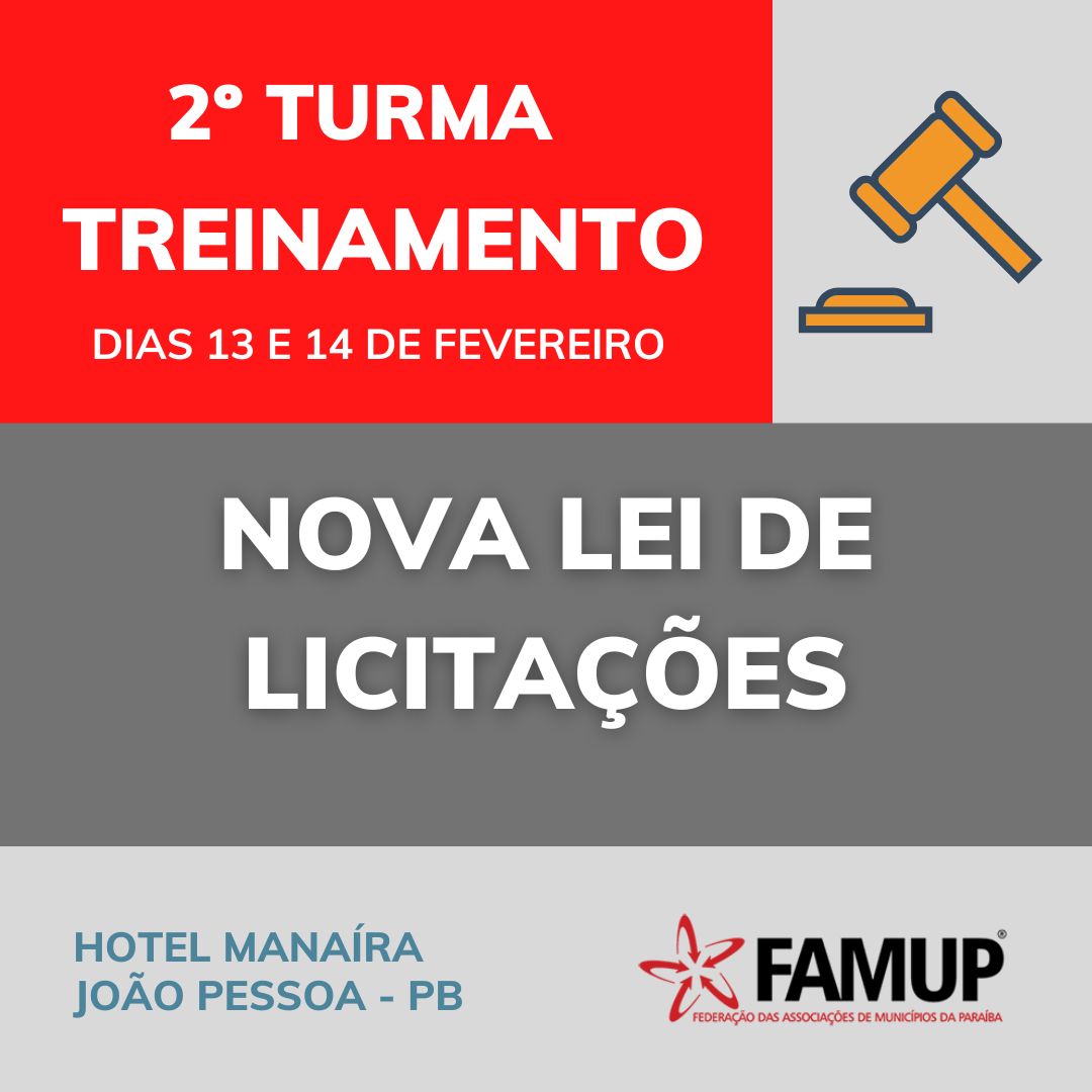 Inscrições abertas para 2º turma do treinamento sobre nova Lei de Licitações promovido pela Famup