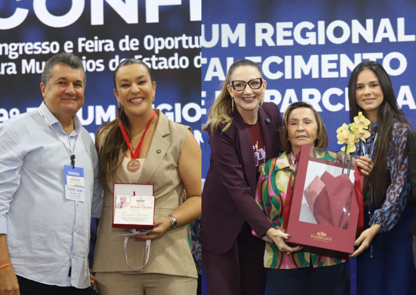 Famup homenageia deputada Camila Toscano e as prefeitas Dona Aline e Marina Lacerda durante o Confep